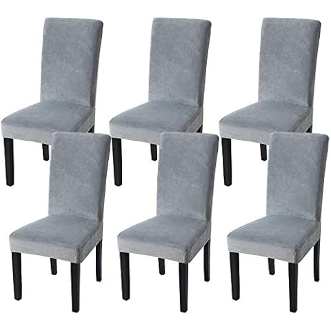 Fuloon Grey Velvet Dining Chair Covers Set Cover