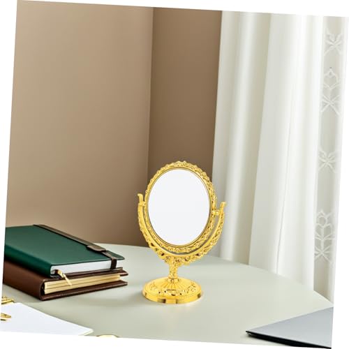 Espejo para maquillaje redondo con luz giratorio dorado miniatura 7
