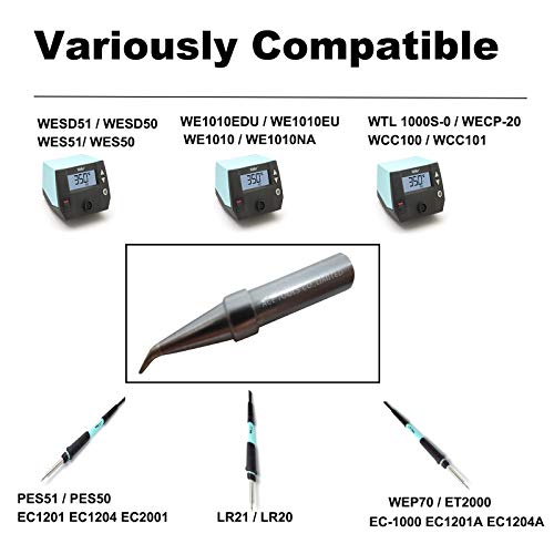 Image of ETX Bent Conical Round All-round 0.2mm for WESD50 WES50 WESD51 WES51 PES50 LR20 PES51 LR21 WE1010NA (WE1010EU) WE1010 ACE Brand Solder Iron Handle Tips Great for Drag Soldering (20)