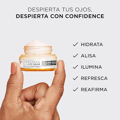 IT Cosmetics, Crema para el Contorno de Ojos Antiedad, Corrige el Color e Ilumina, Combate las Líneas de Expresión, Fórmula con Colágeno y Ácido Hialurónico, Confidence In an Eye Cream, 15 ml - imagen 5