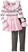 Little Lass Girls' 2 Piece Sweater Set Belted Stripe Cable
