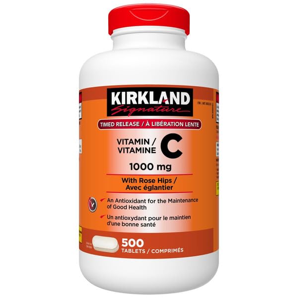 Kirkland Signature Vitamin C 1000mg with Rose Hips, 500 Tabs