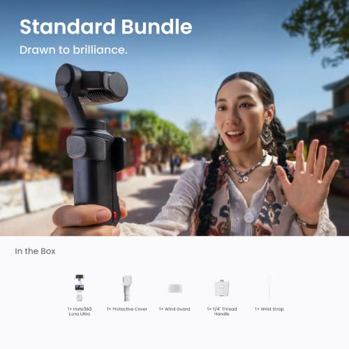 Image of Insta360 Luna Ultra Standard Bundle (Stellar White) | 8K Pocket Gimbal Camera with Dual Leica Lenses, 1 inch CMOS Sensor, 12x Zoom, Detachable OLED Touchscreen & AI Tracking