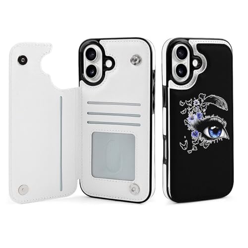 Custodia a portafoglio per cellulare con ciglia femminili compatibile con iPhone 16 Plus a libro con porta carte