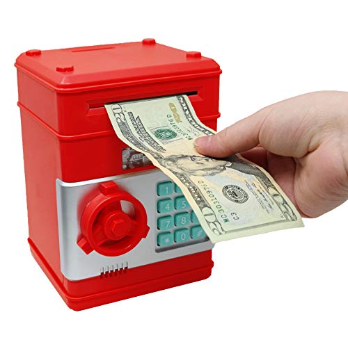 Kids Electronic Piggy Bank Safe With Password Mini Atm Bank - Electronic Money Bank With Code For Kids Gifts (Red) #TOP11