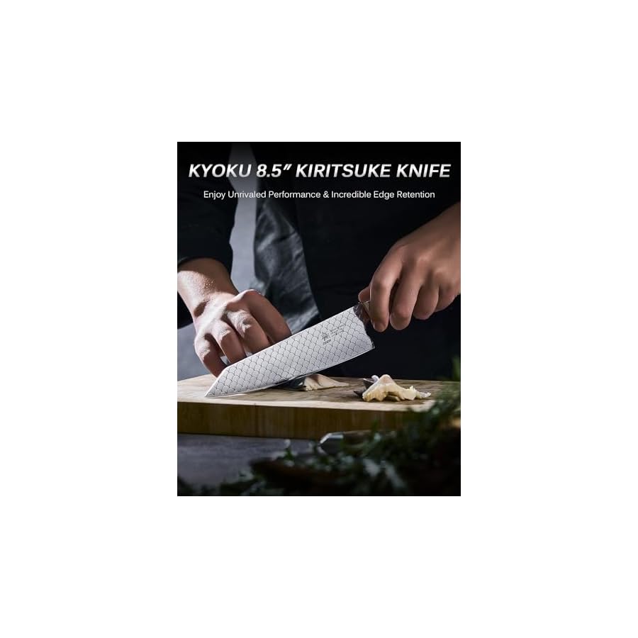 KYOKU-85-Kiritsuke-Knife-Shogun-Koi-Series-Japanese-Chef-Knife-with-Koi-Scale-Pattern-Japanese-VG10-Stainless-Steel-Kitchen-Knife-with-Sheath-Gift-Box-Full-Tang-Professional-Knife-for-Chopping KYOKU 8.5" Kiritsuke Knife with Non-Stick Koi Scale Pattern, Japanese VG10 Stainless Steel Kitchen Knife with Sheath & Gift Box, Shogun Koi Series Full Tang Professional Knife with Camphorwood Handle