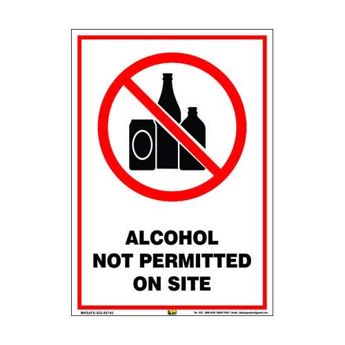 Mr. Safe - Alcohol Not Permitted On Site Sign Hard Plastic Lamination A2 (16.5 inch X 23.4 inch)