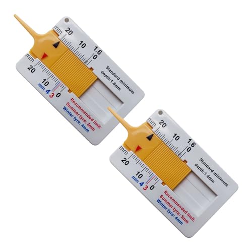 2 Pack Tyre Tread Depth Gauge, 0-20mm Portable Measuring Tool with Keychain | Accurate Tread Checker for Car, Motorcycle & Truck Tires (UK Standard)