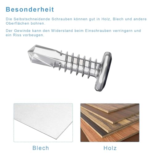 Dayalo 40 Stück Selbstschneidende Schrauben, Edelstahl Flachkopf Innensechskantschrauben Bohrschrauben, Blechschrauben M5,5 x 16mm, Mit Innensechskantbohrer
