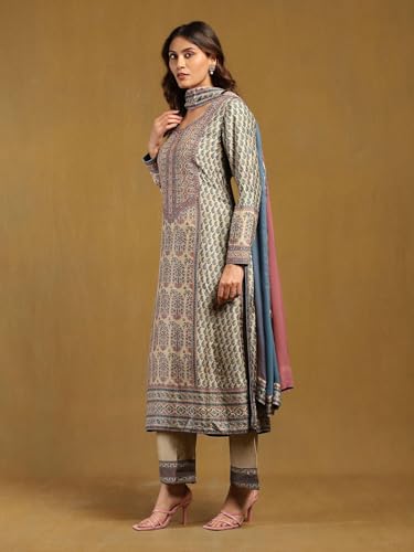 Image of GoSriKi Women's Rayon Viscose Printed Straight Kurta with Pant & Dupatta