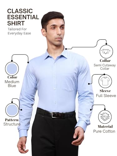 Image of Park Avenue Men's Pure Cotton Structure Pattern Slim Fit Semi Cutaway Collar Full Sleeve Formal Shirt