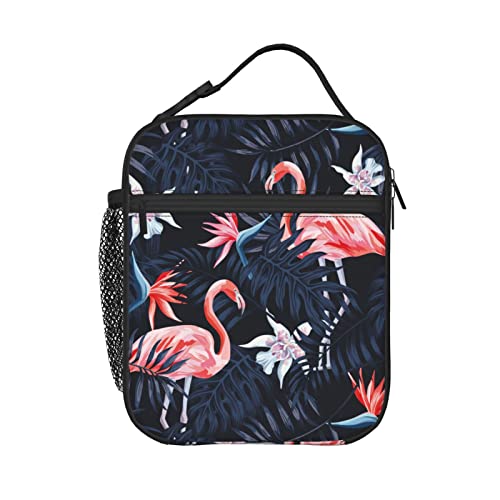 Prelerdiy Tropical Palm Pink Flamingo Lunch Box - Insulated Lunch Bags For Women/Men/Girls/Boys Detachable Handle Lunchbox Meal Tote Bag #TOP26