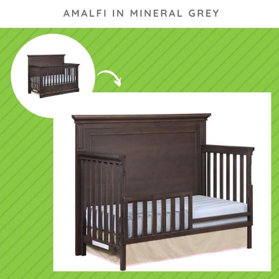 Image of Toddler Bed Safety Guard Rail for Dolce Babi Convertible Cribs - Solid Wood Rail for Convertible Crib to Toddler Bed Conversion - Safety Bed Rail for Children (Mineral Grey)
