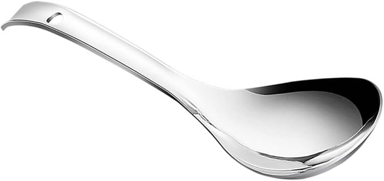 304 Stainless Steel Rice Scoop 9.25 Inch Non-Stick Rice Paddle with Comfortable Handle Kitchen Utensil for Serving Soups and Stews