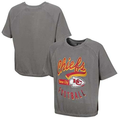 Women's Gray Kansas City Chiefs Mineral Wash Short Sleeve Top