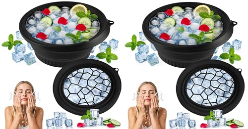 Image of LUMONY (Pack of 2) Ice Face Bowl Silicone Face Ice Bowl For Ice With Built-In Ice Tray Collapsible Face Tub For Ice Bath, Facial Ice Plunge Bowl Ice Water Facials at Home Women & Men