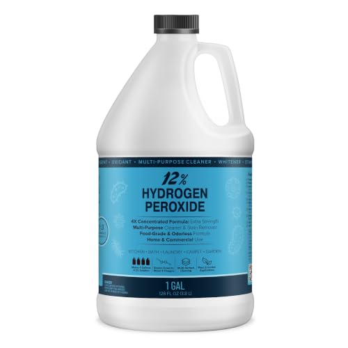 Maxtite 12% Hydrogen Peroxide Solution, 1 Gallon - Food-Grade H2O2 & Water - Versatile Multi-Surface Cleaner For Kitchen, Bath, Laundry, Commercial & Janitorial - 4X Concentrated - Made In Usa