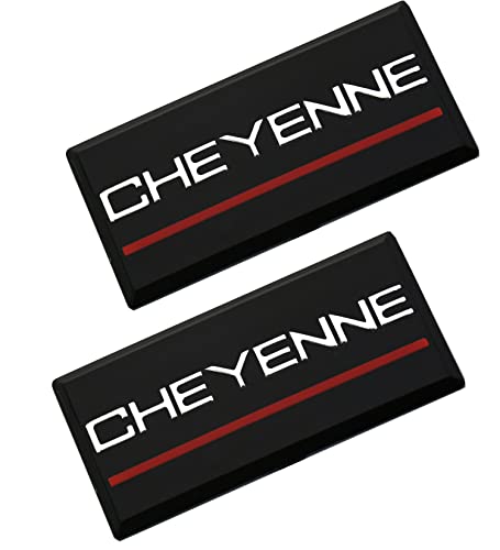 Image of SSDD 2pcs Cheyenne Cab Emblems Replacement for 88-94 Chevrolet Side Roof Pillar 3D Badge Nameplate (Chrome /Red)