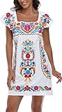 YZXDORWJ Women Mexican Embroidered Dress Short Sleeve (XXXL, 629W)