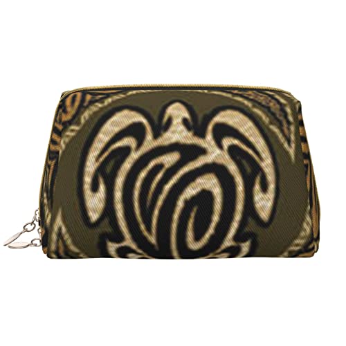 Trousse de maquillage en cuir imprimé tortue hawaïenne blanche