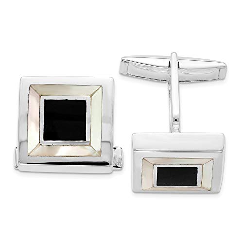 Mancuernillas para hombre de plata 925 y nácar miniatura 1