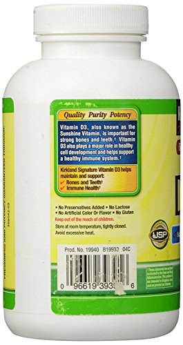 Kirkland Signature Extra Strength Vitamin D3 2000, 3 Packages (600 Softgels/Bottle) #TOP3