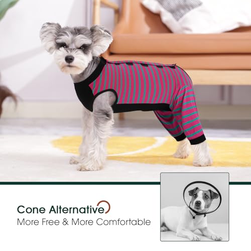 Image of Kuoser Dog Recovery Suit with Anti Licking Rear Leg Sleeve, Rose M | Abdominal Dog Surgical Suit with Pants Cover Protect Wounds, Dogs Elbow Protector Soft Pet Surgery Onesie Cone Alternative