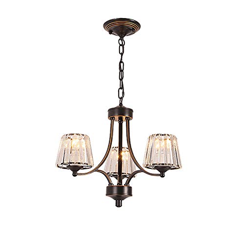 Lustre en cristal moderne noir à 3 têtes E27 pour l'éclairage suspendu du salon