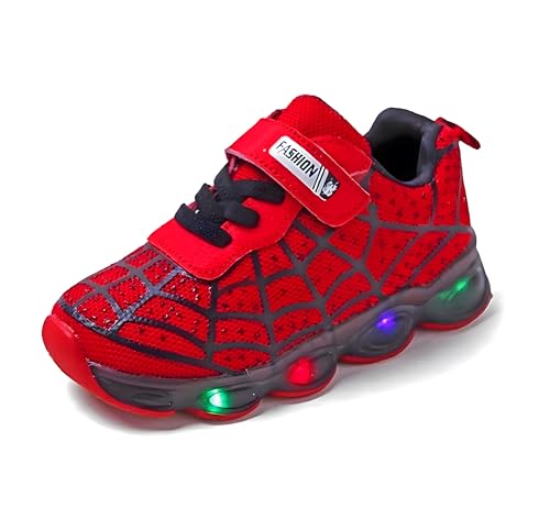 Shinmax Light Up Shoes RAYCHY Toddler Boys Girls Light Up Shoes LED Lightweight Mesh Breathable Walking Sneakers Red