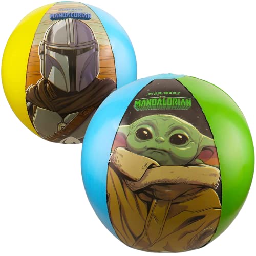 Luti The Mandalorian The Child - Kids Bath/Pool/Beach Hooded Poncho Cotton Towel 5 Piece Set Bundle Gift - Hooded Towel, Pail Bucket With Shovel, Beach Ball, & Swim Ring - Baby Yoda Summer Pool #TOP3