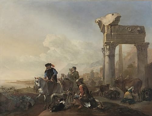 Art Tableau Chasseurs près des ruines Weenix : une décoration murale élégante pour votre bureau