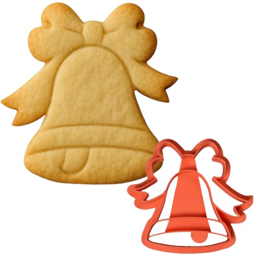 Taglia Biscotti Campana con Fiocco - Tagliabiscotti Natalizio 8,5x9,1 cm - Stampo in PLA per Dolci Fatti a Mano - Handmade da Instile3D