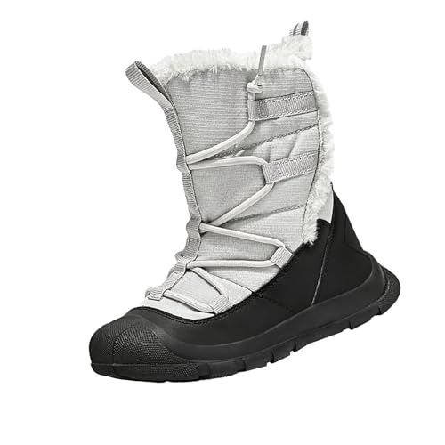 Snow Boots Kids Cozy Faux Fu𝐫 Anti-Slip Snow Boots Lac𝐞 Up Booties For Cold Weather Black Lac𝐞 Up Boots For Girls - Main Image