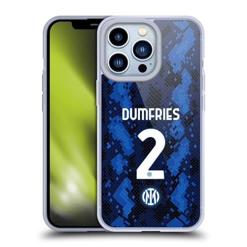 Licenza Ufficiale Inter Milan Denzel Dumfries Giocatori Home Kit Custodia Protezione di Grado Militare Compatibile con Apple iPhone 13 PRO E con MagSafe gel