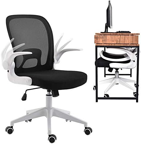 URRED Ergonomic Office Chair Mesh with Foldable Backrest, Mesh Home Office Computer Task Desk Chairs with Adjustable Arms and 360 Degree Universal Wheels (White)
