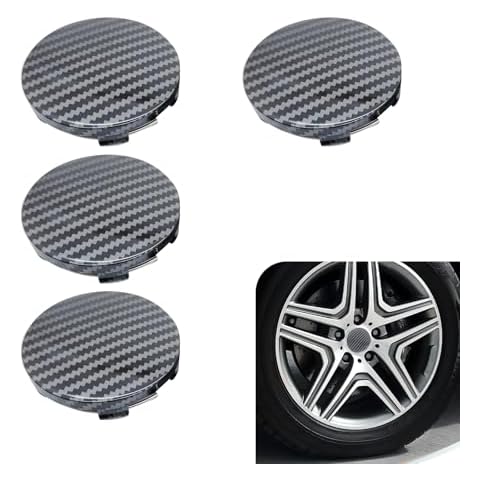 gunroil 4 Pack Car Wheel Hub Center Cover, 2.2In x 2.36In x 0.57In Vehicle Wheel Hub Fastening Accessories, Universal Snap-in Automotive Wheel Hub Decoration for Most Cars (Carbon Fiber Black) Cover
