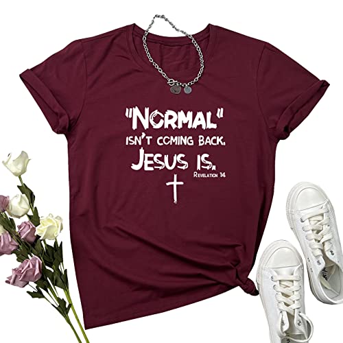 Lookface Women Graphic Tees Cute Soft Cotton T Shirts Wine Red Medium #TOP9