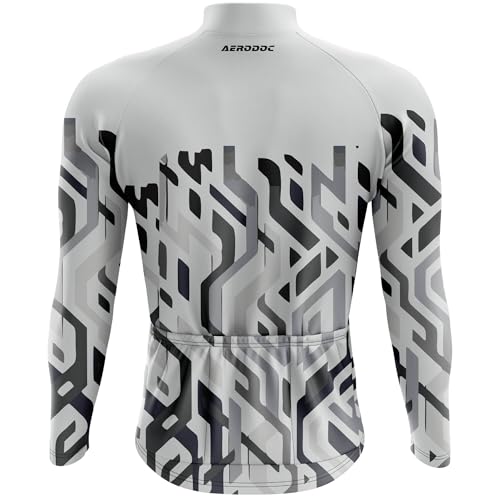 Image of Men's Cycling Jersey, Short Sleeve, Geometric Pattern, Grey and Black