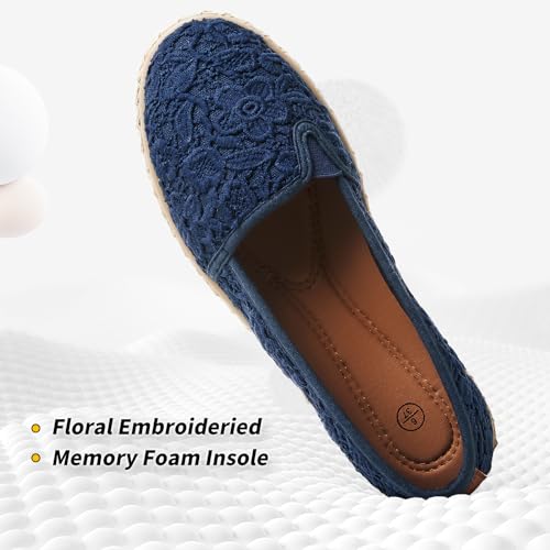 Image of BABUDOG Women's Flats with Flower Embroideried,White Lace Ballet Flats,Comfortable Dress Flats