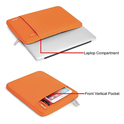 Mosiso Laptop Sleeve Bag Compatible With Macbook Air/Pro, 13-13.3 Inch Notebook, Compatible With Macbook Pro 14 Inch 2023-2021 A2779 M2 A2442 M1, Polyester Vertical Case With Pocket, Orange #TOP3