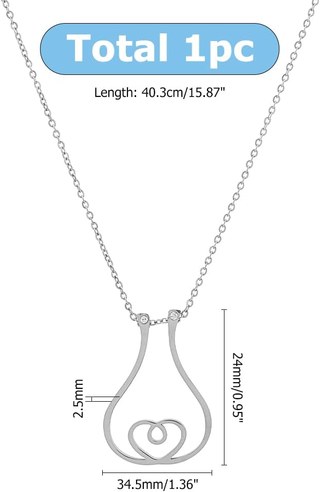 1Pc Ring Holder Necklaces 15.87 inch Heart Ring Keeper Necklace Stainless Steel Color Wedding Engagement Saver Pendant Necklace Jewelry for Wife Fiancee Nurse Ladies Gift - Image 2