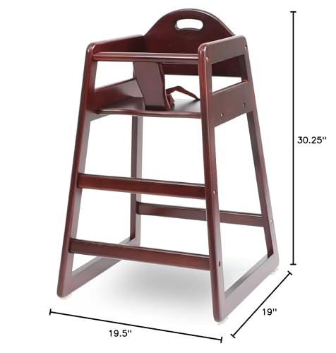 Image of Wooden High Chair for Baby & Toddler - Restaurant-Style Stackable HighChair with Commercial Grade Solid Wood for Dining Table & Kitchen - Compact & Portable Design for Home & Restaurant Use - Cherry