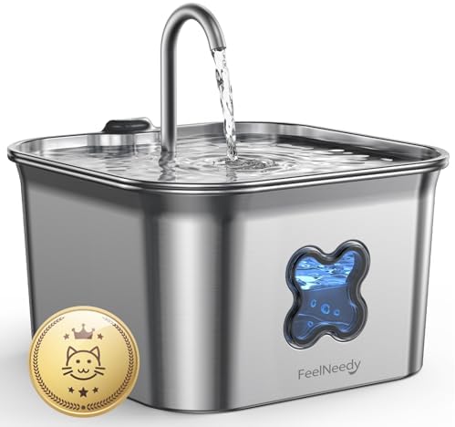 FEELNEEDY Fuente para Gatos Acero Inoxidable 2,8L, Bebedero Gatos...