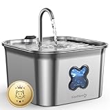 FEELNEEDY Katzenbrunnen Edelstahl, 2,8L Trinkbrunnen für Katze mit Kabel, Einfach zu Reinigen, katzenbrunnen mit Vierfaches Filtersystem & LED-Licht, Ultraleise, Spülmaschinenfest