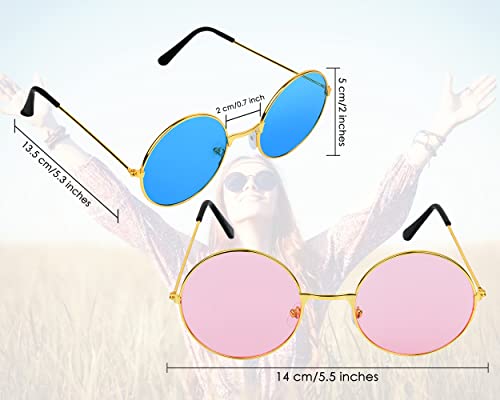 Play Bling Hippie Glasses Large 2" Colored Lens Party Glasses Retro Round 70'S Sunglasses Fancy Dress Costume Accessories #TOP5
