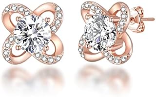 Rose Gold Plated Orbit Earrings Created with Zircondia® Crystals