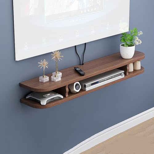 Support TV flottant marron 120 cm pour console de salon et meuble suspendu chambre