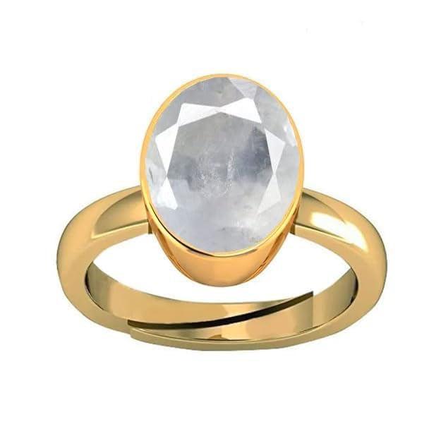 Saphir blanc non chauffé de qualité AA++ certifiée sur bague plaquée or prestigieuse