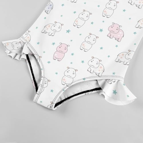 Image of Girls One Piece Swimsuit Lovely Cute Animals Ruffles Swimwear Bathing Suits 3-12 Years