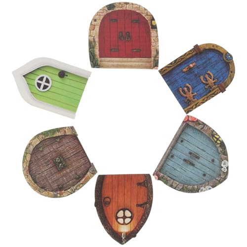 BCOATH 6piezas Puertas De Hadas De Madera para Jardín Miniatura Decoración De Puertas para Jardín y Paisaje Interior y Exterior Accesorios para Casas De Duendes Decoración Colorida Resist